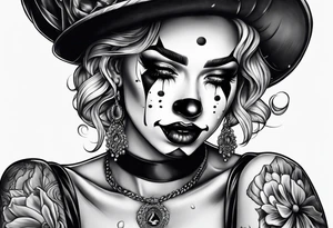 Girl clown crying tattoo idea