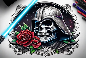 Light saber skull tattoo idea
