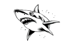Cute great white shark flowing tattoo idea