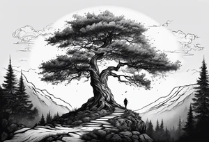 tattoo drawing of a tree on top of eart tattoo idea