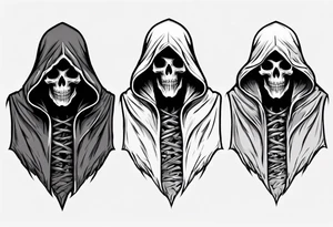 hooded reaper upper body, no skull tattoo idea