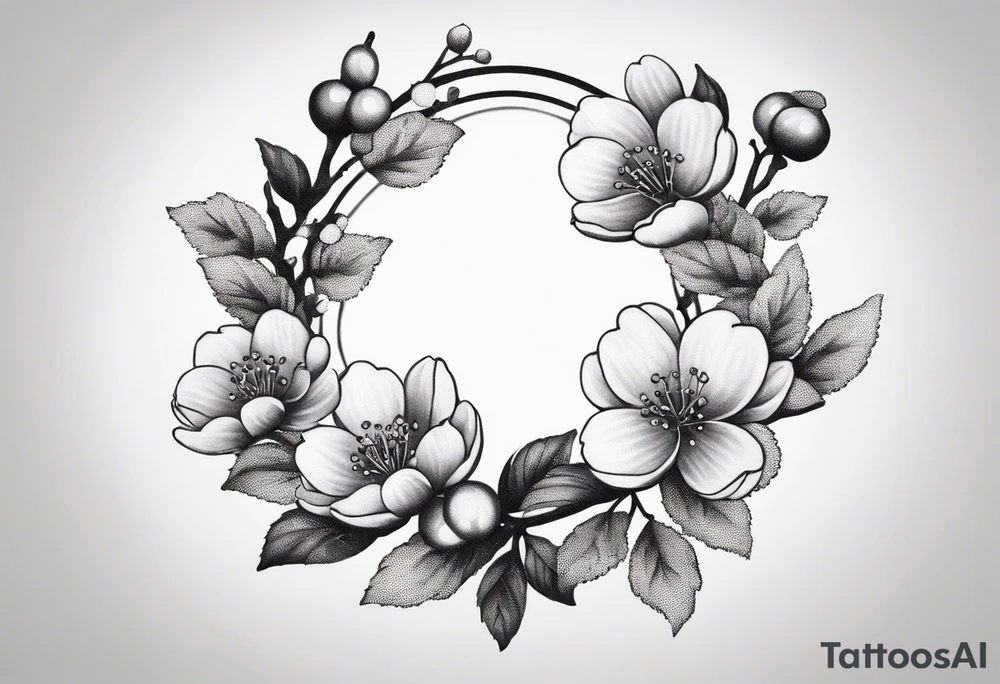 Wreath of cherry blossoms tattoo idea