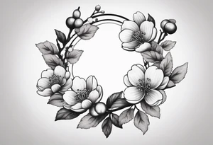 Wreath of cherry blossoms tattoo idea