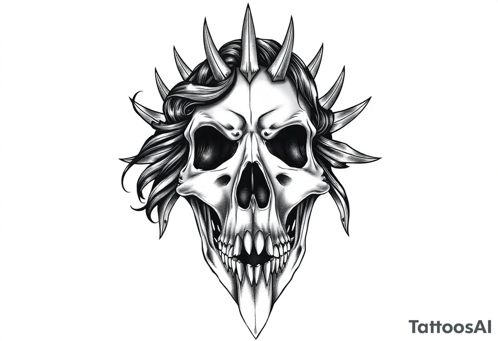 Lily Casablanca coming out of back of humanoid skull tattoo idea