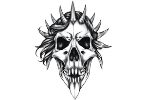 Lily Casablanca coming out of back of humanoid skull tattoo idea