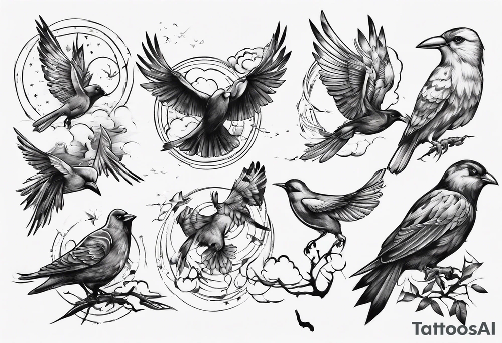 birds in the sky tattoo idea