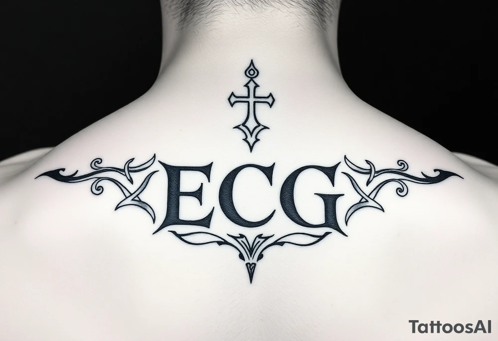 Initials ECG or Property of ECG make it look Hebrew tattoo idea