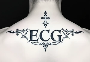 Initials ECG or Property of ECG make it look Hebrew tattoo idea
