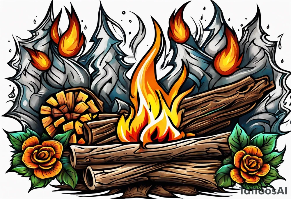Old school bonfire tattoo idea