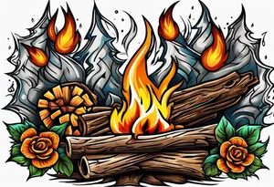 Old school bonfire tattoo idea