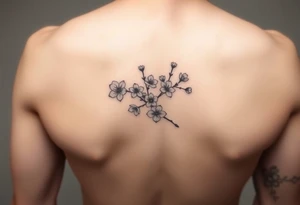 Feminine cherry blossoms thigh tattoo idea