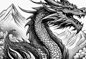 dragon on a moutain tattoo idea