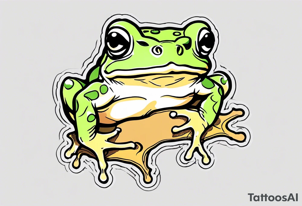Toad in a child’s hand tattoo idea