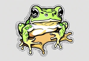 Toad in a child’s hand tattoo idea