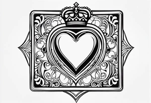 Playing Card Outline: The outline of a playing card with a heart symbol and a small crown above it. tattoo idea
