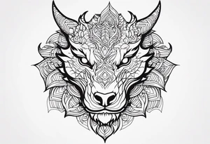 dragon head, mandala, facing front tattoo idea