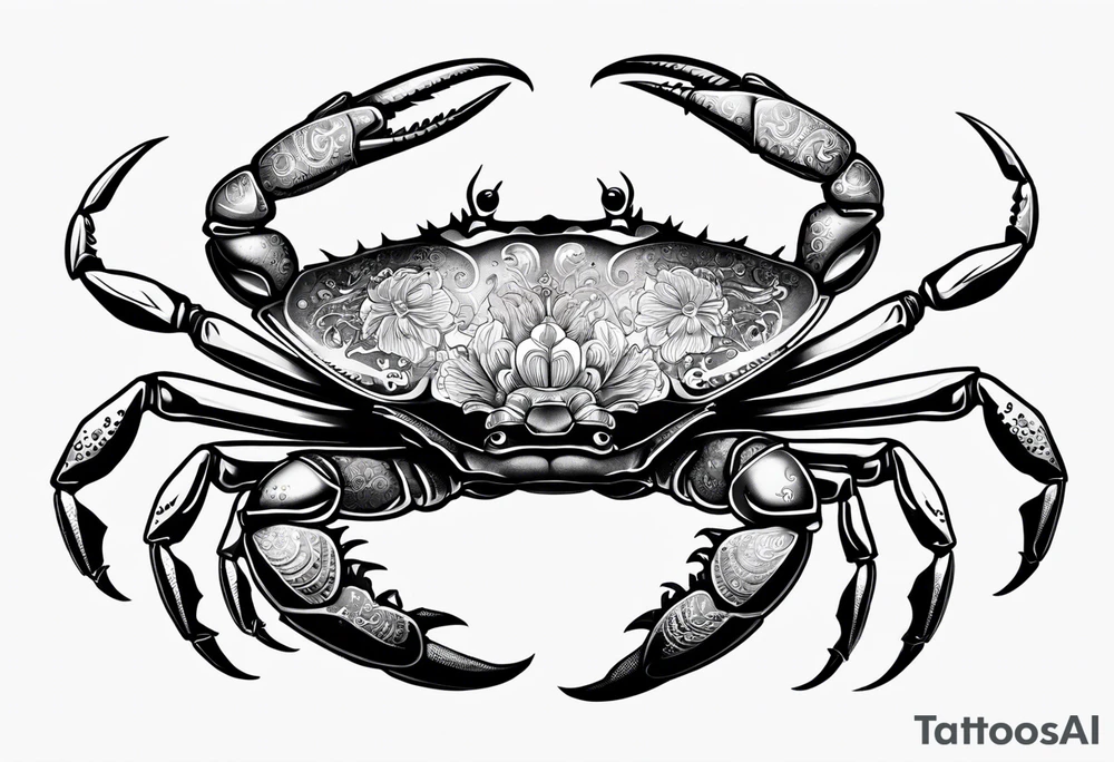 Crabs en blanco en negro con numero 69 tattoo idea