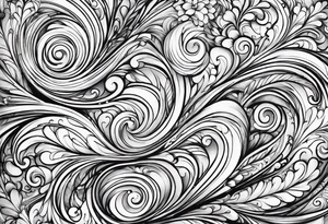 Swirls of black ink covering fingers and forearm tattoo idea