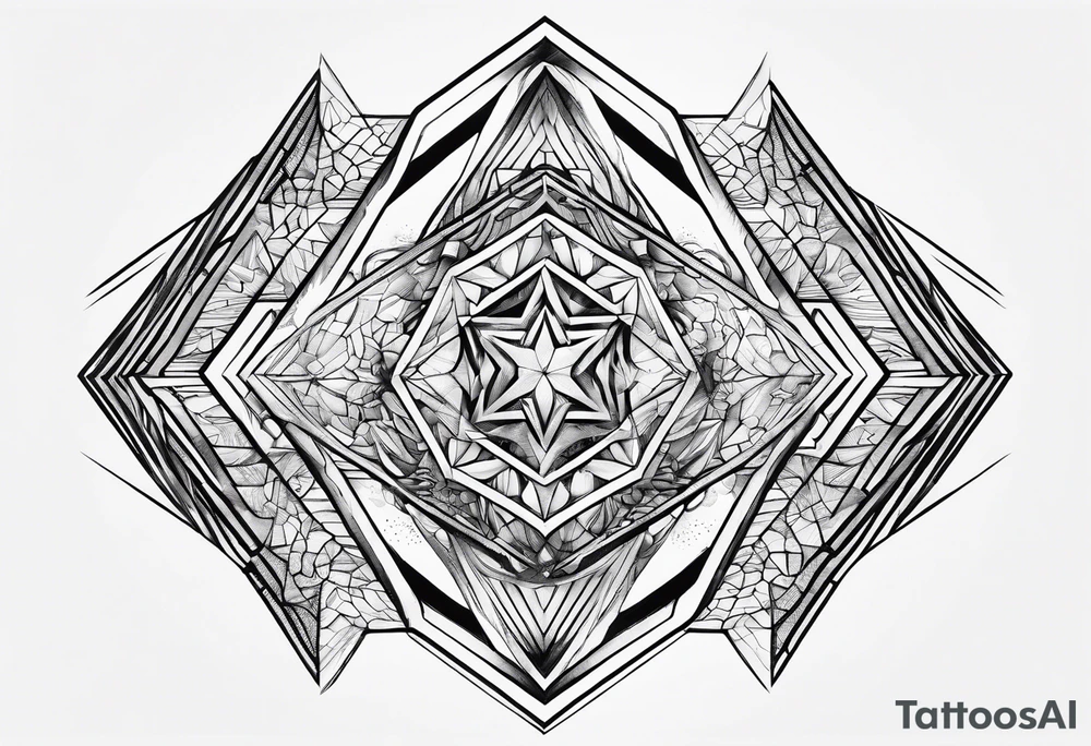 Hexagon linked crystal wave tattoo idea