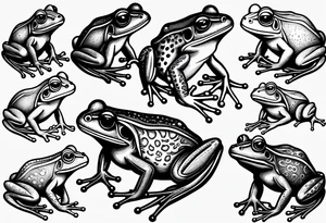 Variety of frogs flash sheet tattoo idea