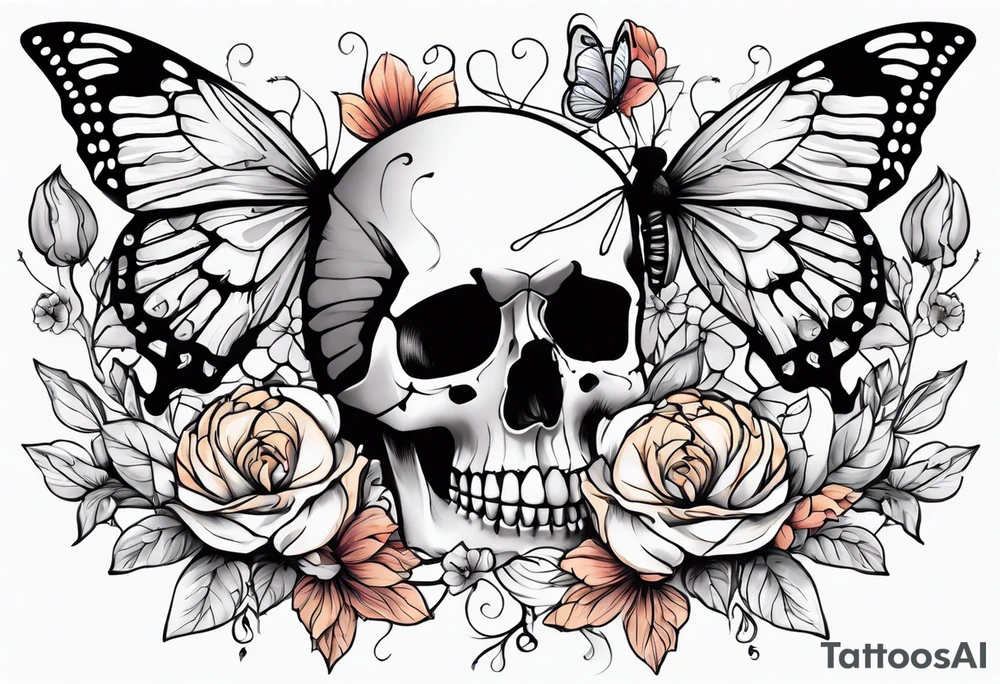 skeleton bones full body flowers and butterflies
simple design tattoo idea