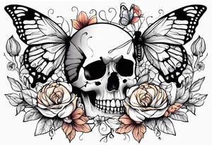 skeleton bones full body flowers and butterflies
simple design tattoo idea