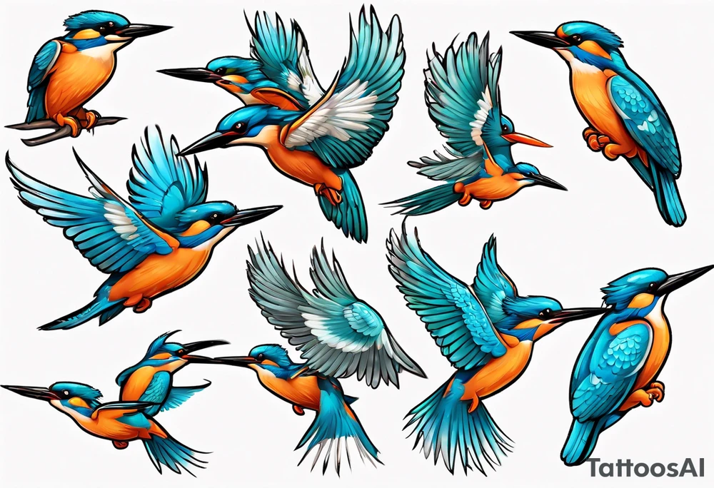 kingfisher taking flight tattoo idea