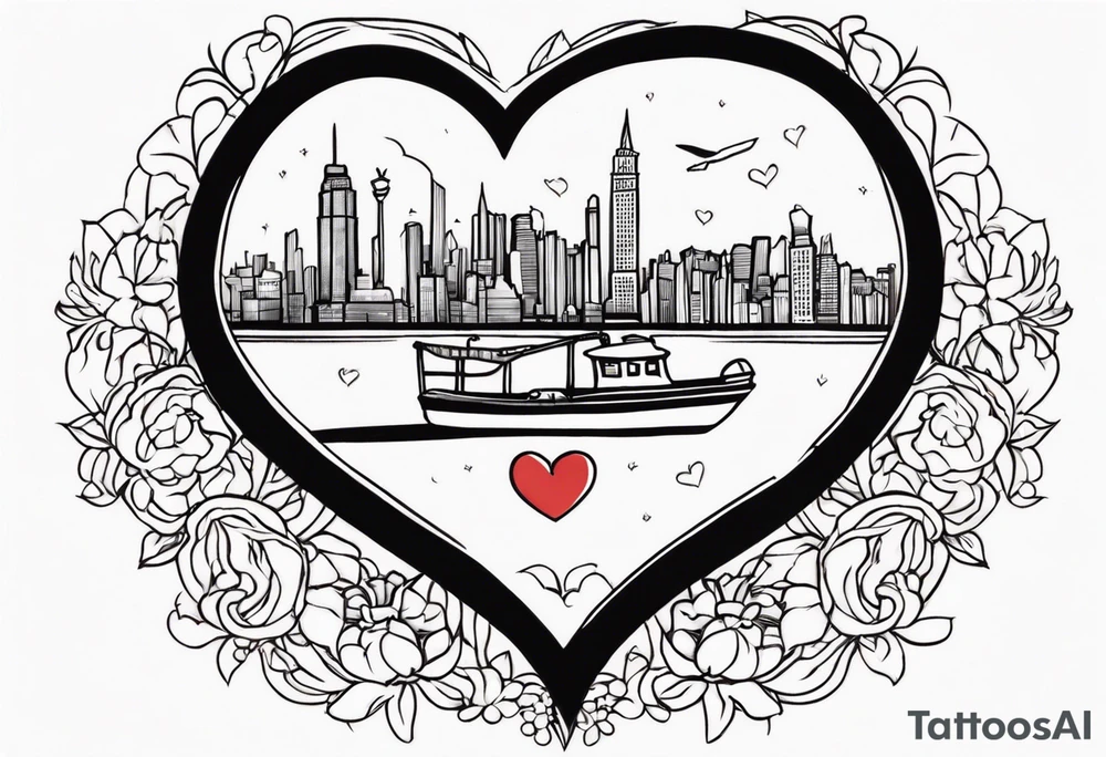 small tattoo
 NYC & Cuba inside a heart tattoo idea