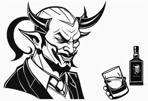 Devil with whiskey bottle tattoo idea
