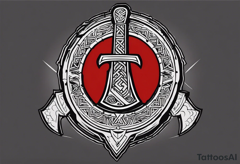 Valhalla sword shield axe Valknut tattoo idea