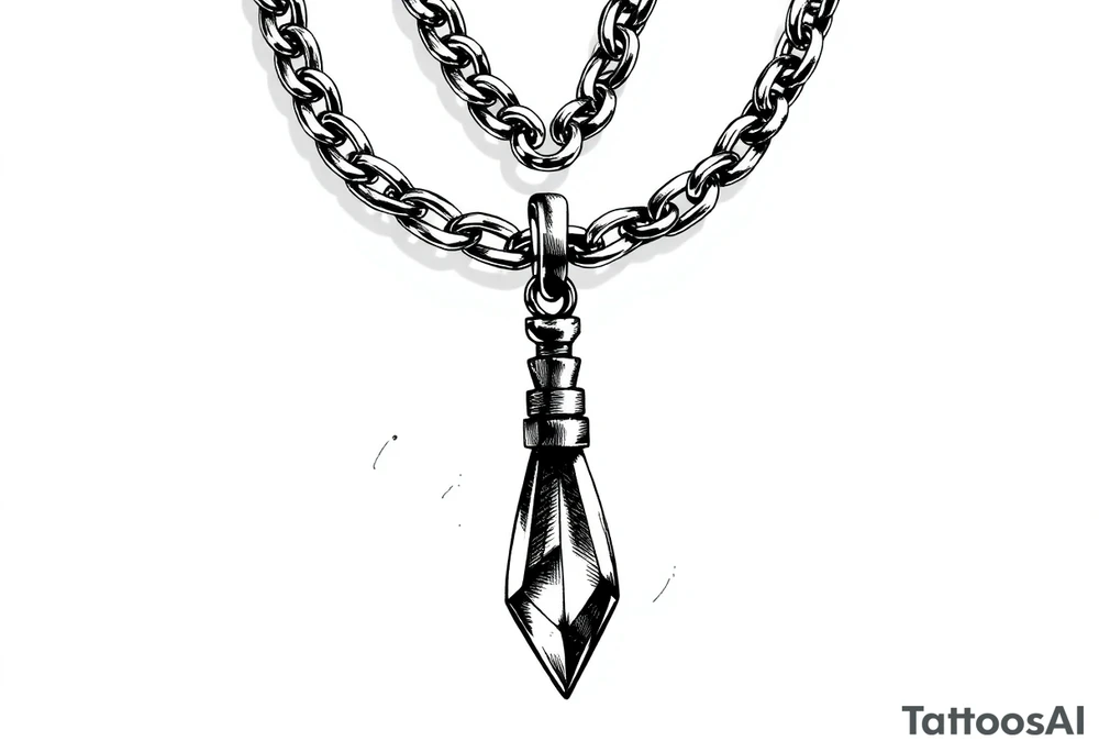 Iced out Cuban link chain with 23 pendant hanging tattoo idea