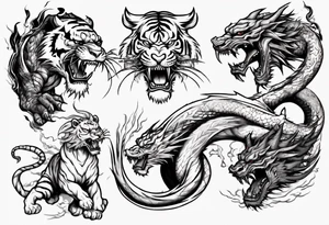 tiger and dragon are fighting tattoo idea