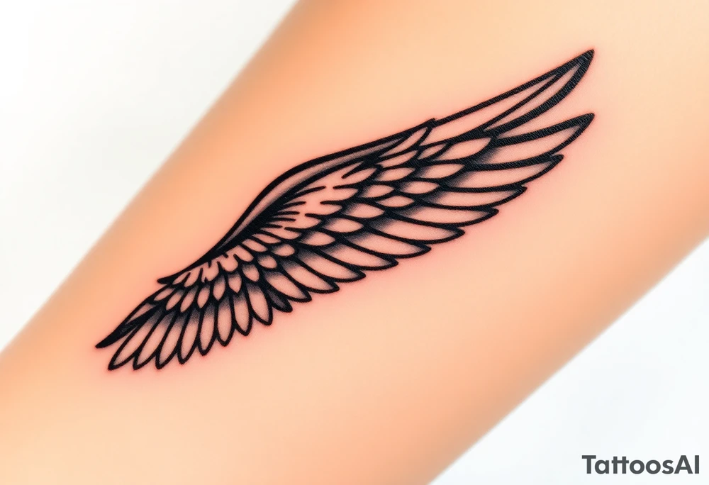 Mended Wing (kintsugi)
A feathered wing with fine hairline “cracks” that are filled (not shattered) in a gold-effect line. Reads: healed + stronger.
Tiny text option along the radius: “grace made strong” (2 Cor 12:9) or simply “still rising.” tattoo idea
