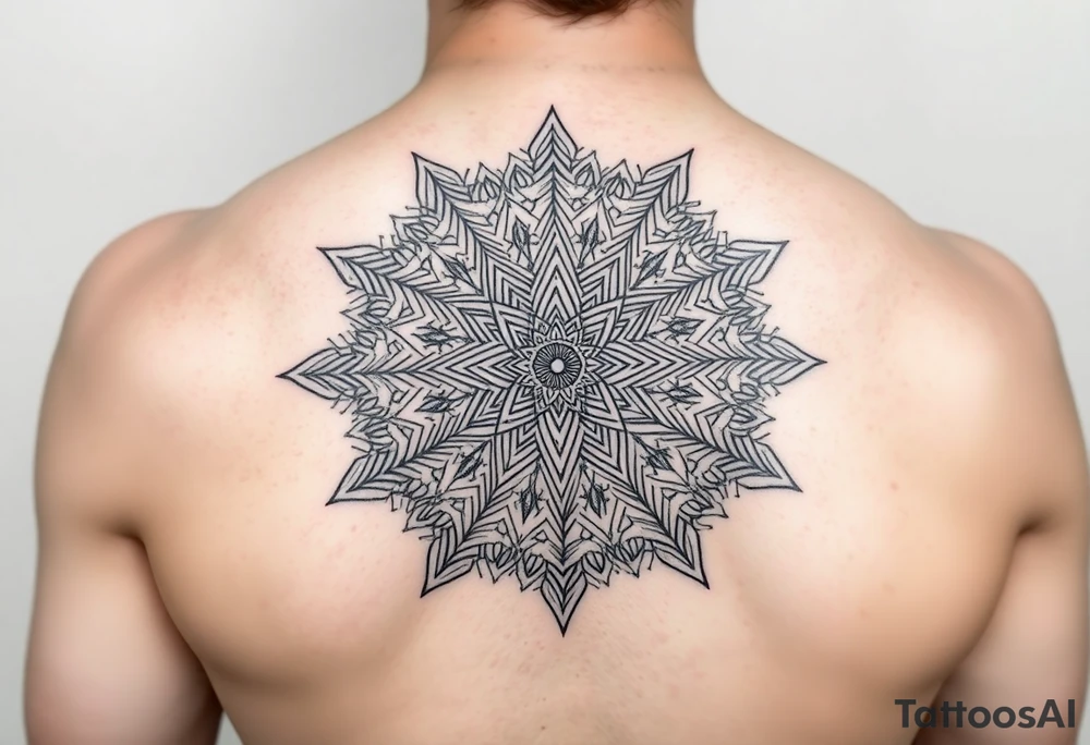 intricate mandala with sacred geometry and cosmic elements tattoo idea