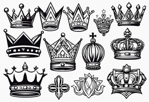 Variety of crowns style flash sheet tattoo idea