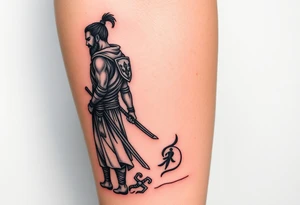 Warrior and Peaceful man standing back to back tattoo idea