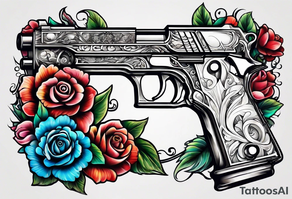 The letters AR with a pistol on each side tattoo idea