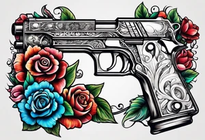 The letters AR with a pistol on each side tattoo idea