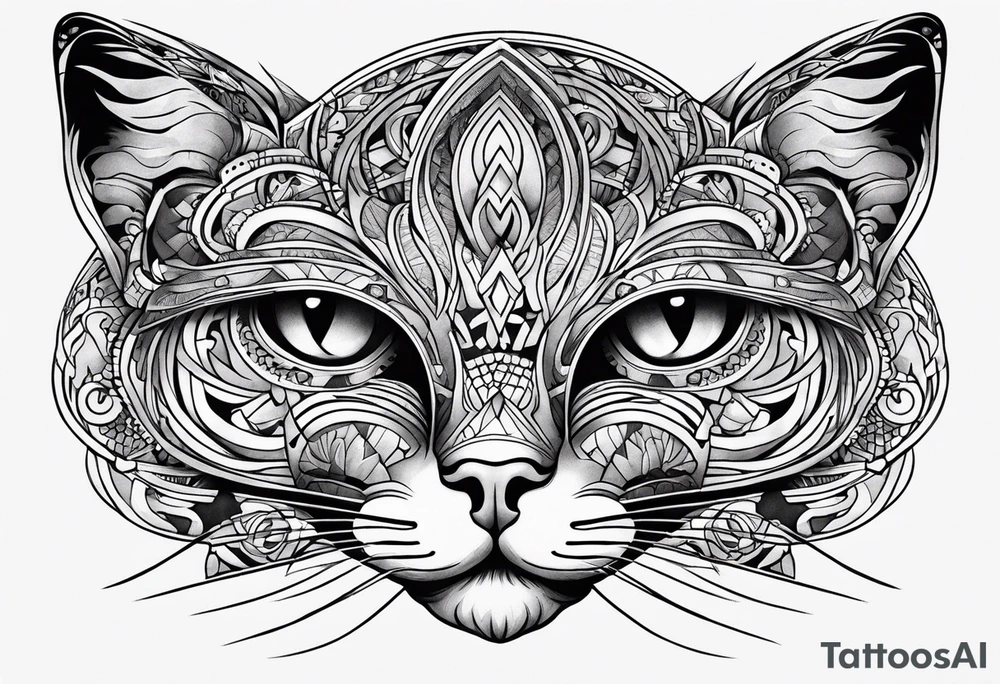 Cat with 8 eyes tattoo idea