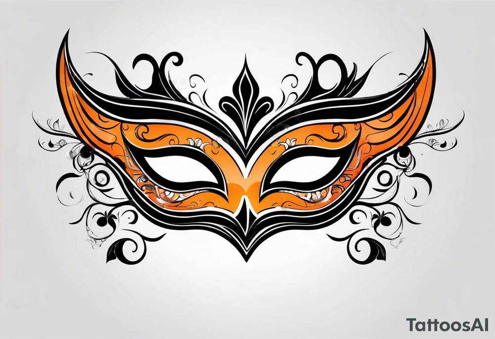 Masquerade mask that is orange and black tattoo idea
