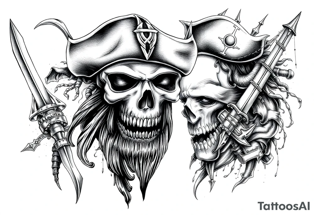 pirate theme sleeve tattoo idea