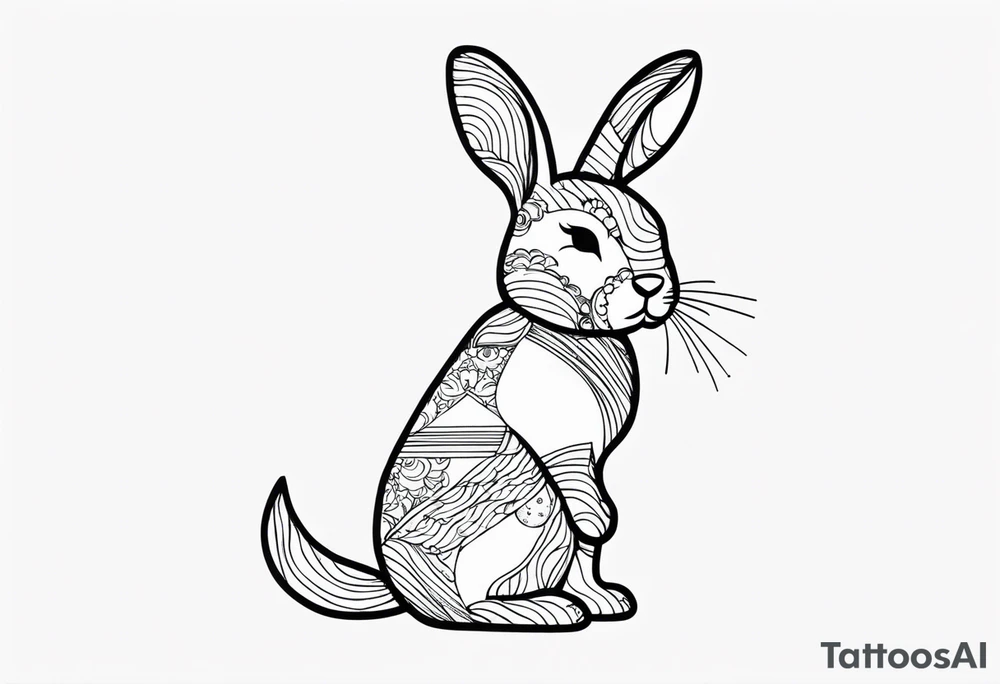 one legged toy bunny in a dress tattoo idea