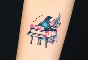 dream grand piano under the stars swirl pheonix tattoo idea