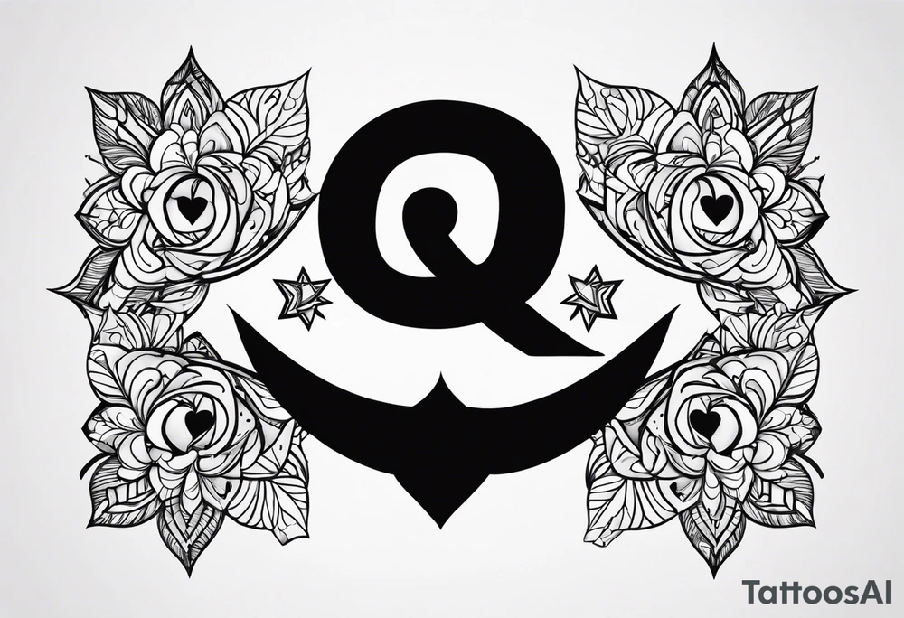 Q WORD,SIMPLE,PINIS tattoo idea
