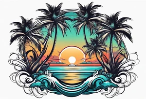 palm tree sleeve tattoo idea