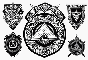 Valhalla shield valknut sword axe tattoo idea