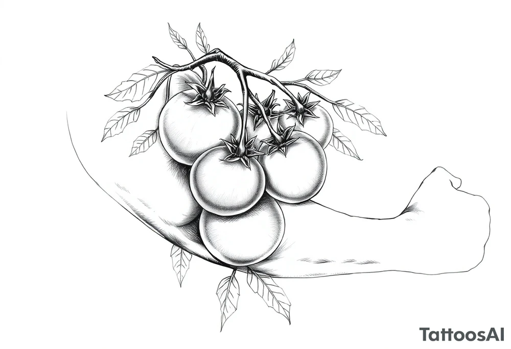 Ripe tomatoes on a vine tattoo idea