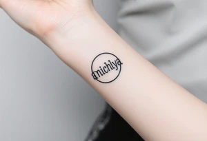 Create a tattoo that writes the Hindi word "Anichya" with A circle or spiral, which represents the cyclical nature of life and death tattoo idea