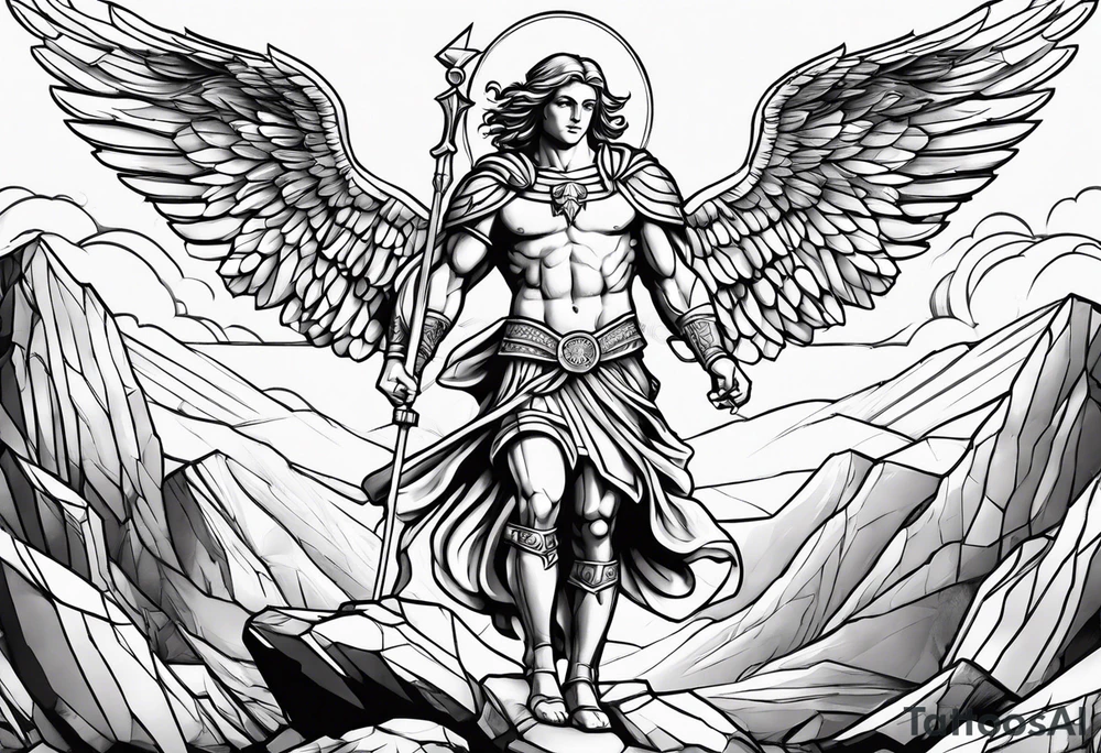 st michael the archangel stepping on a rock tattoo idea