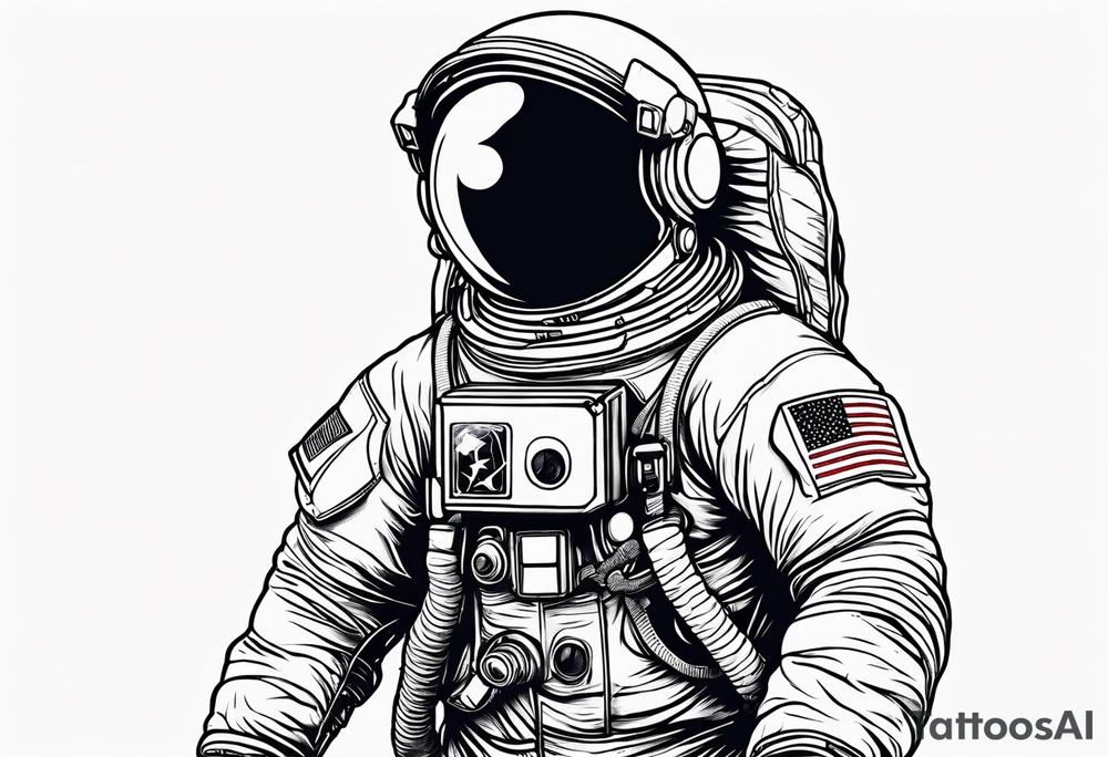 an astronaut hunched over in space from the back holding a planet in his hands tattoo idea